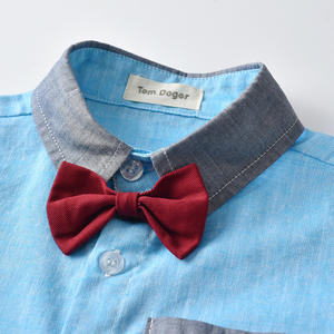 Di vendita caldo dolce stili bow tie camicetta tuta del bambino di estate del ragazzo dei vestiti del bambino appena nato - Product Image 4