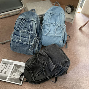 Zaino Vintage in Denim Casual <span class=keywords><strong>Sportivo</strong></span> per Laptop Grande Capacità Borsa per Studenti di Scuola Superiore e Università Zaino in Denim per Uomini e Donne - Product Image 1