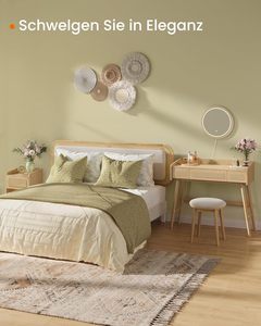 Dressing Table with Mirror Lighting Cosmetic Table 3 Rattan <strong>Drawers</strong> Touch Control 3 Light <strong>Colours</strong> - Product Image 6