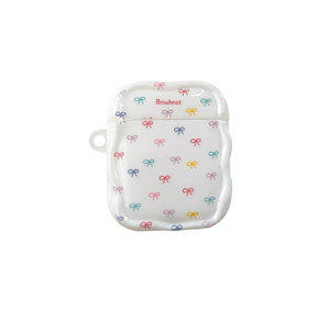 Estuche para Auriculares con Lazo Colorido y Llavero, Funda Protectora de TPU con Borde Ondulado para <span class=keywords><strong>AirPods</strong></span> 1/2/<span class=keywords><strong>3</strong></span>/4/Pro/Pro <span class=keywords><strong>3</strong></span> para Chicas - Product Image 2