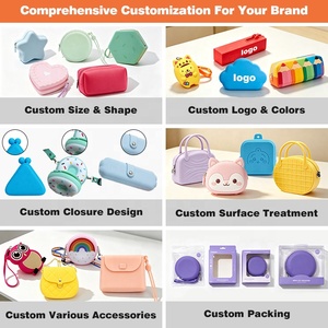 Factory Custom Reusable <b>Silicone</b> Cosmetic Pouch Bag Waterproof Silicon Travel Pouch With Zipper Makeup Storage Bag - Product Image 3