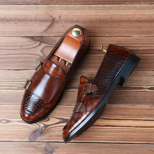 Chaussures Oxford pour hommes britanniques en cuir véritable imperméable, à bout fermé, faites à la main, pour mariage, formelles, décontractées, antidérapantes, avec boucles et sangles - Product Image 2