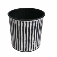 Bougeoirs en métal galvanisé de style campagnard, petits pots ronds noirs avec couvercle pour la décoration de jardin et de maison