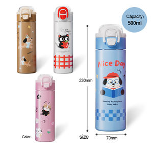 Gourde isotherme pour enfants 3D à haute valeur esthétique, impression 3D, qualité alimentaire, double poignée, dessin animé, étudiant, 500 ml, été 2025 - Product Image 2