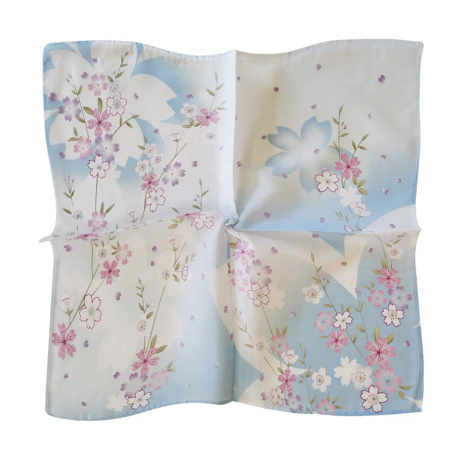 Japanese Style Custom Design 45*45Cm Pocket Square Handkerchief High Quality Ladies Floral Printed 100% Cotton Handkerchief