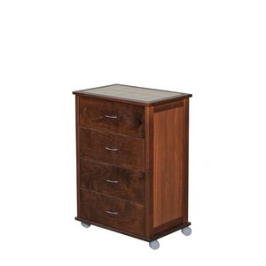 Chariot de rangement multi-usages moderne en hêtre avec plateau en bois massif, roulettes en plastique et poignées en fer pour la cuisine - Product Image 2