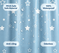 Rideau de douche imperméable blanc à étoile à cinq branches et ciel bleu, résistant à la moisissure, pour la maison et l'hôtel, vente en gros, motifs personnalisables