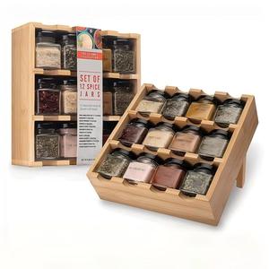 Étagère de rangement pour épices <span class=keywords><strong>en</strong></span> <span class=keywords><strong>bambou</strong></span> pour la cuisine à domicile, multi-niveaux, réglable, minimaliste, moderne, organisateur d'épices pliable, type debout - Product Image 1
