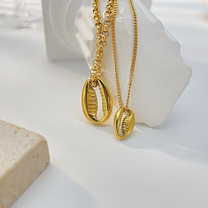 Colliers ras de cou en chaîne à double rangée, bijoux de luxe hypoallergéniques en alliage de zinc et acier inoxydable 316L, plaqués or 18 carats - Product Image 6