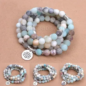 8MM Großhandel Natur gebet 108 Stein Perlen Armbänder Edelstein Mala Armband Halskette für Yoga Meditation Frau Mädchen Schmuck