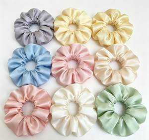 Elegant Versatile High-End Sports Hair Band Solid Color Puff Fabric Scrunchie for Summer Bright Ponytail Sports Entertainment - Product Image 4