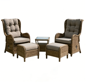 Set di Mobili <span class=keywords><strong>da</strong></span> <span class=keywords><strong>Giardino</strong></span> di Lusso con Schienale Alto, Poltrona Reclinabile in Vimini <span class=keywords><strong>e</strong></span> Rattan con Poggiapiedi <span class=keywords><strong>e</strong></span> Tavolino Laterale per Patio <span class=keywords><strong>e</strong></span> Balcone - Product Image 1