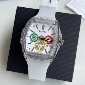 GUESSES Richard Futuristic <span class=keywords><strong>Reloj</strong></span> para <span class=keywords><strong>hombre</strong></span> Diseño <span class=keywords><strong>de</strong></span> esfera transparente Cronógrafo <span class=keywords><strong>de</strong></span> cuarzo blanco Correa <span class=keywords><strong>de</strong></span> silicona Moda urbana V1051M1 - Product Image 3