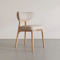 Chaise de salle à manger moderne en promotion avec revêtement en cuir PU beige et pieds en bois massif noir pour la maison, les restaurants et les hôtels L001