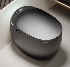 Inodoro inteligente moderno de cerámica de una pieza con bidé eléctrico, negro, alargado, con descarga automática, sifón en S y doble descarga, accesorio de baño. - Product Image 2