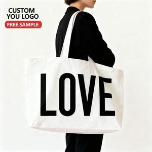 Eco Friendly Recycled Cotton Canvas Shopping Tote <b>Bag</b> with Zipper Closure Letter Pattern Hand Length Handle-Large/<b>Medium</b> <b>Size</b> - Product Image 2