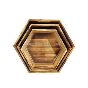 Table basse décorative <span class=keywords><strong>en</strong></span> forme d'octogone Plateau <span class=keywords><strong>de</strong></span> ferme Plateau hexagonal <span class=keywords><strong>en</strong></span> <span class=keywords><strong>bois</strong></span> empilable Support d'assaisonnement pour cuisine, bougie - Product Image 6