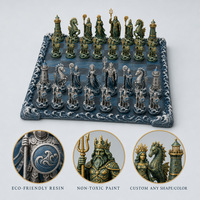 Jeu d'échecs en résine sur le thème de l'océan, pièces d'échecs style Poséidon, cadeau souvenir inspiré du film, objet de collection