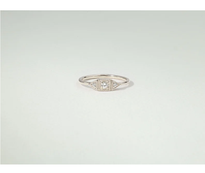 Bague à trois pierres en diamant, diamant de laboratoire ou naturel, or massif, or rose, bijoux minimalistes empilables, cadeau - Product Image 5