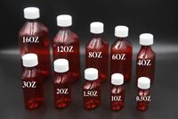 Flacon ovale en PET ambré avec bouchons CR pour sirop, disponible en tailles 1oz, 2oz, 3oz, 4oz, 6oz, 8oz, 12oz, 16oz, pour pharmacie sur ordonnance.