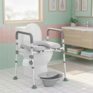 Poignées de siège de toilette à <span class=keywords><strong>domicile</strong></span>, commode de chevet <span class=keywords><strong>pour</strong></span> <span class=keywords><strong>personnes</strong></span> âgées, handicapées, adaptées à l'utilisation dans la salle de bain - Product Image 2
