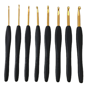 8PCS Eco-Friendly Black Wood Handle Gold Crochet Hook <b>Set</b> Ergonomic Yarn Knitting Needles Crochet <b>Sewing</b> DIY Craft Accessories - Product Image 4