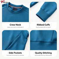 Sweat-shirt technique en molleton respirant à col rond pour homme TIMETEX, en coton, coupe oversize, grandes tailles, vente en gros OEM