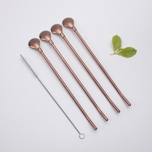Supplier Hot Sale 2 in <strong>1</strong> Long <strong>Straw</strong> With Spoon High Quantity Bar Accessories Colorful <strong>Stainless</strong> <strong>Steel</strong> Metal <strong>Straw</strong> - Product Image 6