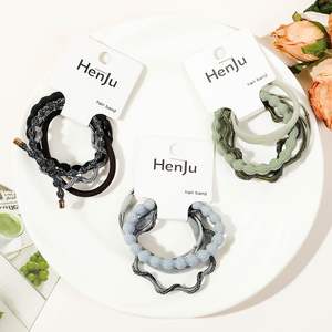 Ensemble de 4 élastiques à cheveux coréens durables pour femmes – Attaches élastiques pour queue de cheval – Accessoires capillaires - Product Image 3