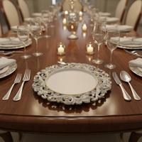 Assiette de présentation de luxe moderne en PP durable de 13 pouces avec motif personnalisé pour dîners de mariage et événements steak