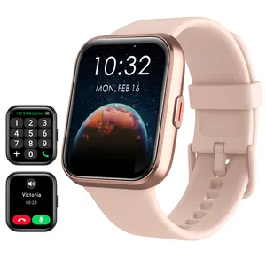 2023 Update SmartWatch Men Ladies ID208BT Touch Screen Fitness Watch with SpO2 Heart Rate Sleep for ios Android Toughness Gift