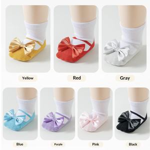 Chaussettes de sol en coton tricoté doux pour bébés filles de 0 à 2 ans, antidérapantes, à double nœud, collection printemps, offre spéciale - Product Image 6