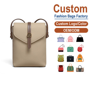 Sacoche de téléphone en cuir pleine fleur véritable de qualité supérieure avec chaînes, texture litchi, design minimaliste |   pour les trajets quotidiens et les voyages - Product Image 1