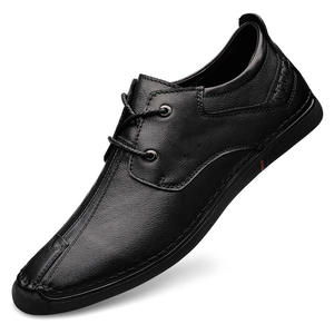 Nouvelles chaussures décontractées d'été pour hommes en cuir de vachette monocouche, style coréen, à lacets, bout rond, pour le quotidien et le travail - Product Image 1