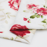 Kain cubit bunga besar 45S 100% Rayon Viscose untuk pakaian wanita stok tersedia