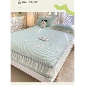 Summer Ice Silk <b>Fitted</b> <b>Sheet</b> <b>Single</b> Piece Sleeping Mat 30cm Thick Breathable Mattress Protector Full Coverage Bed <b>Sheet</b> Cover - Product Image 3