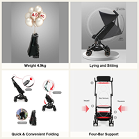 Poussette bébé légère pliable, pour position allongée et assise, poussette de voyage compacte en aluminium pour nourrissons et nouveau-nés, OEM