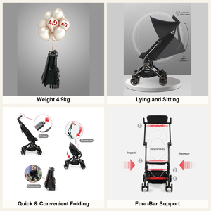 Poussette bébé légère pliable, pour position allongée et assise, poussette de voyage compacte en aluminium pour nourrissons et nouveau-nés, OEM - Product Image 2
