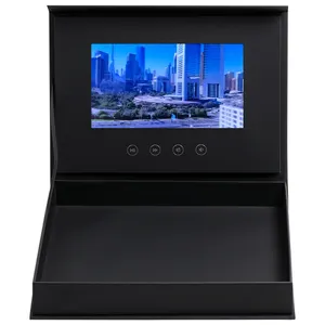 Kỹ Thuật Số Video Greeting Brochure Tông Bao Bì Cuốn Sách Hiển Thị Nam Châm Đóng Cửa Lcd Hộp Quà Tặng Với Màn Hình