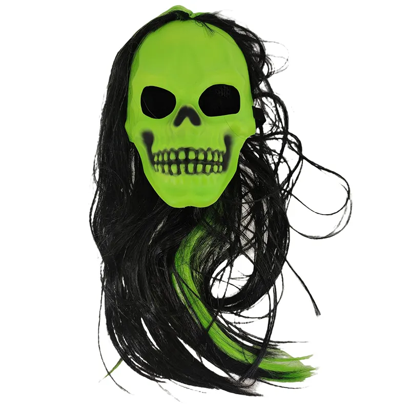 Máscara facial de plástico para halloween, máscara personalizada de caveira, punk rock, neon, verde, crânio, máscara de festa, halloween, novo, 2023