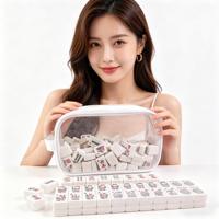 Cadeaux personnalisés écologiques pour les joueurs de Mahjong, sac en PVC blanc pour jetons de Mahjong, sacs transparents avec fermeture éclair et poignée