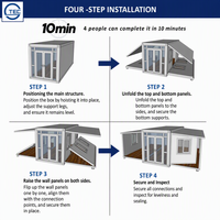 Maison conteneur préfabriquée modulaire extensible portable à double porte vitrée avec finition grain de bois et double fenêtre