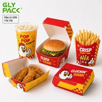 Ensemble d'emballages alimentaires personnalisés de qualité alimentaire pour les ailes de poulet, les hamburgers, les frites, le pop-corn, les gobelets à boisson et les boîtes à emporter portables