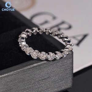 Anillo de Moissanita con Corte Brillante, Plata de Ley 925, Joyería Hip Hop, Anillo de Eternidad con Diamantes de Moissanita para Boda - Product Image 4