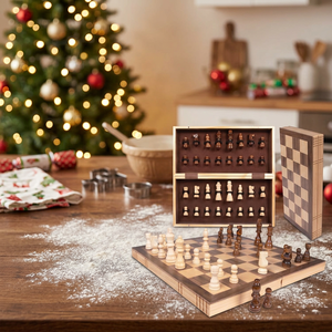 <b>Wooden</b> <b>Chess</b> Set With Storage Box Portable Design For Indoor Games - Product Image 1