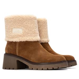 Stivaletti da Donna Carmela in Camoscio Cammello con Fodera in Pelliccia Sintetica e Tacco Grosso per l'Inverno - Product Image 4