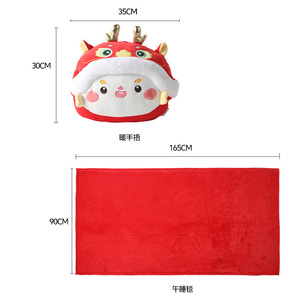 Manta de peluche con diseño de dragón, color rojo y dorado, multifuncional para viajes y para dormir, regalo unisex - Product Image 3