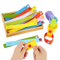 JET OEM Jouets en bois Montessori, aides pédagogiques DIY, éducatifs pour les enfants d'âge préscolaire de 4 à 6 ans, bracelets à boutons pour enfants