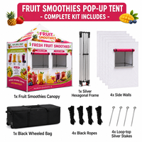 Tente de fruits frais lumineuse et professionnelle pour la publicité, idéale pour les stands de smoothies et la vente de nourriture en extérieur