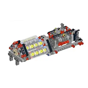 Stemedu MOC briques mécaniques translucides 6 vitesses Transmission V16 moteur combinaison boîte de vitesses blocs de construction pour enfant